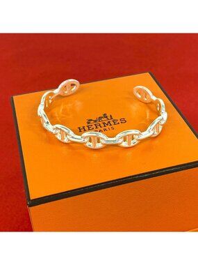 Hermes Included Enchainee Bangle 925 Sterling Silver Bracelet